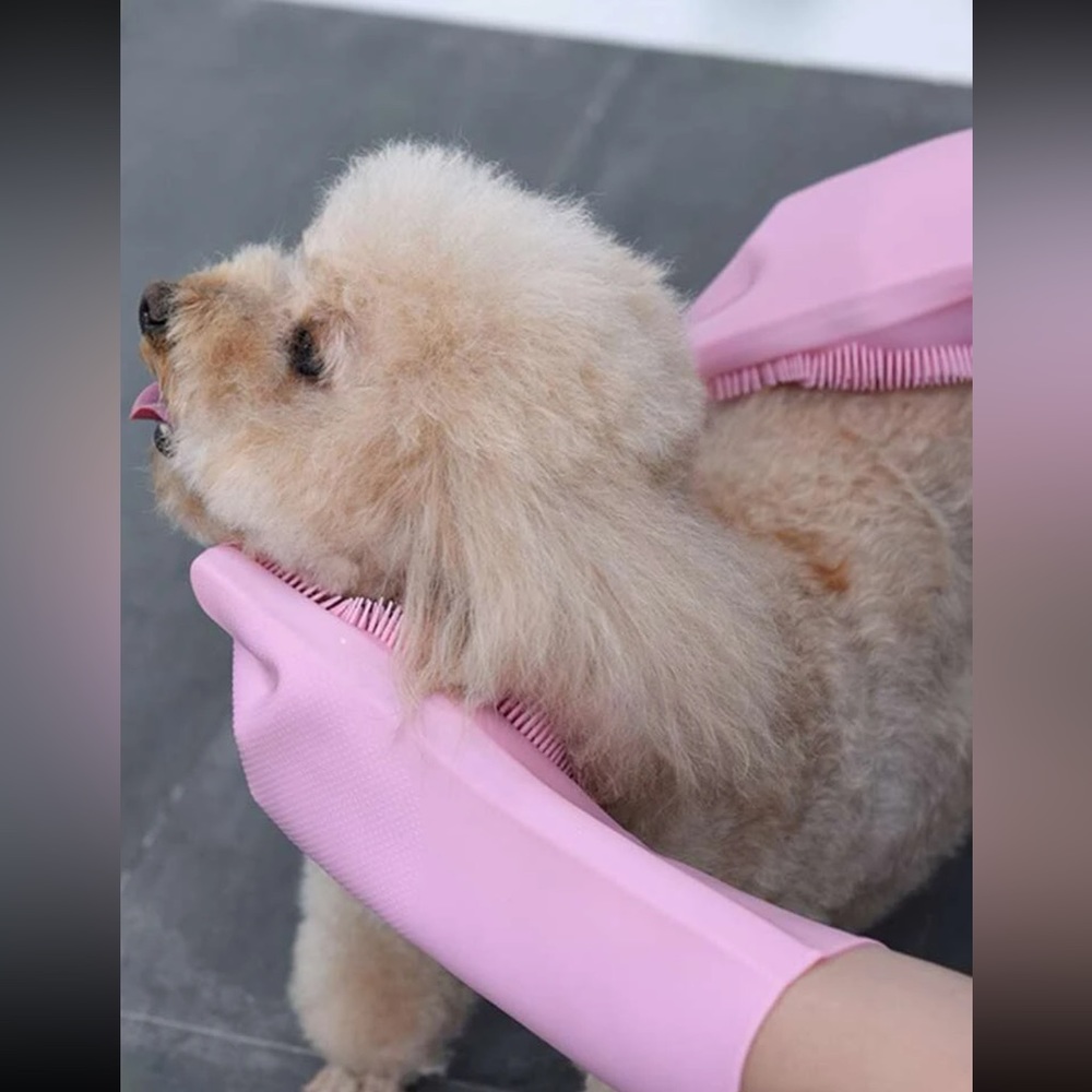 Silicone pet bathing scrub gloves